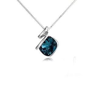 Dark Blue Platinum Crystal Necklace